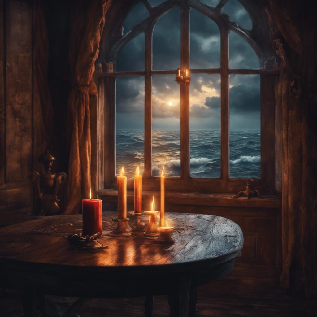 Candlelight by Stormy Ocean: Matte Painting