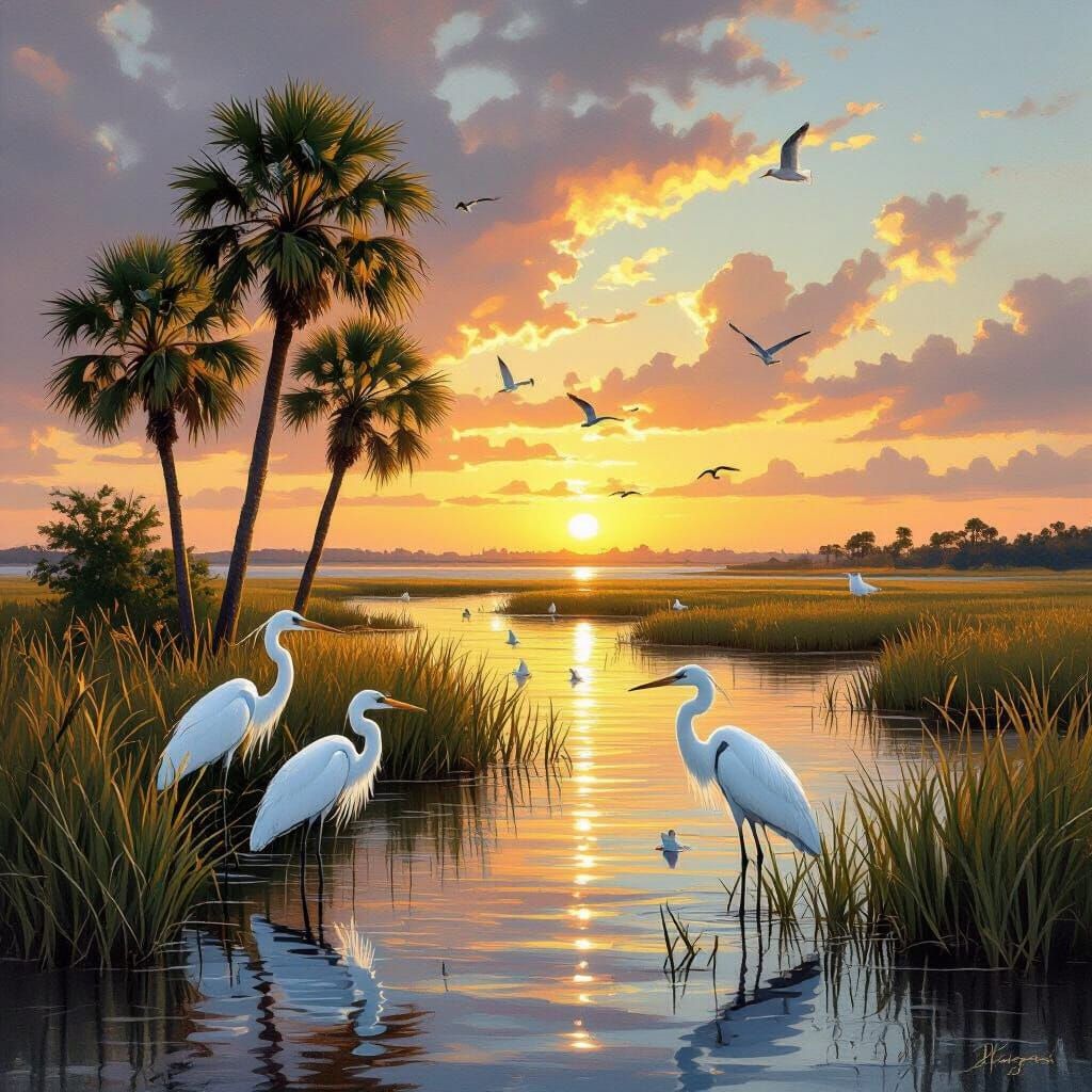 Florida Intracoastal Waterway Sunset in Romantic Style