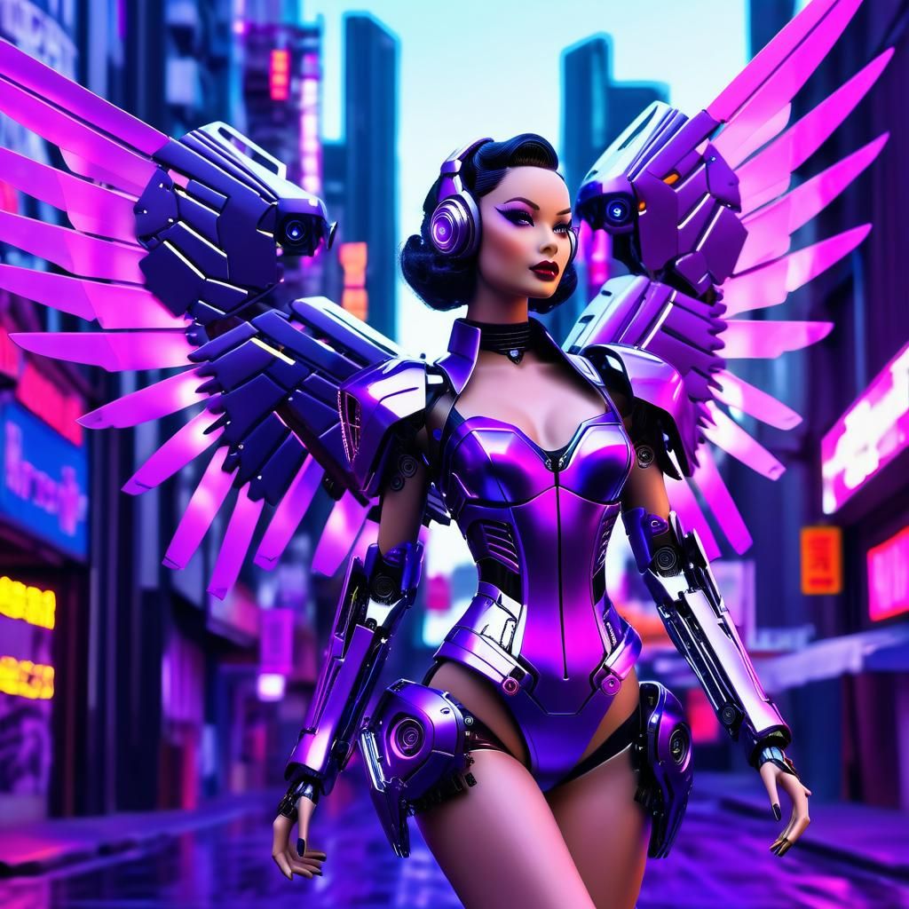 Futuristic Robotic Warrior Angel Game Character