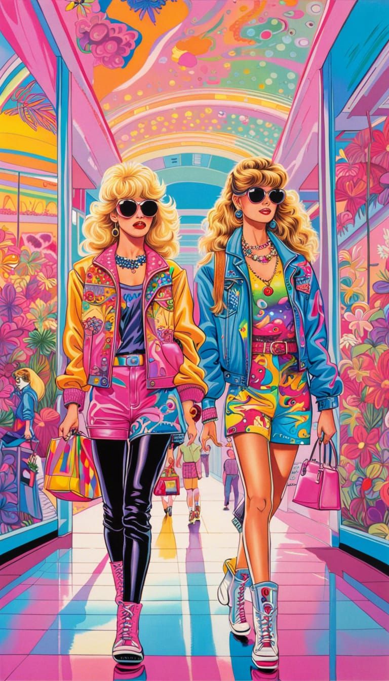 Best Friends Shopping in 80s Punk Style