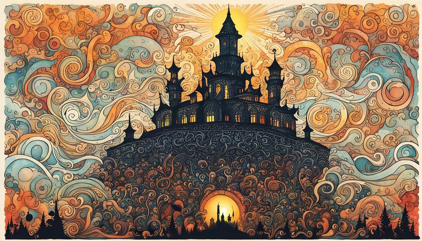 Whimsical Asemic Cartoon Poster With Mysterious Creature