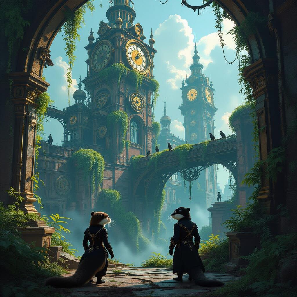 Abandoned Steampunk City Reclaimed by Alien Flora