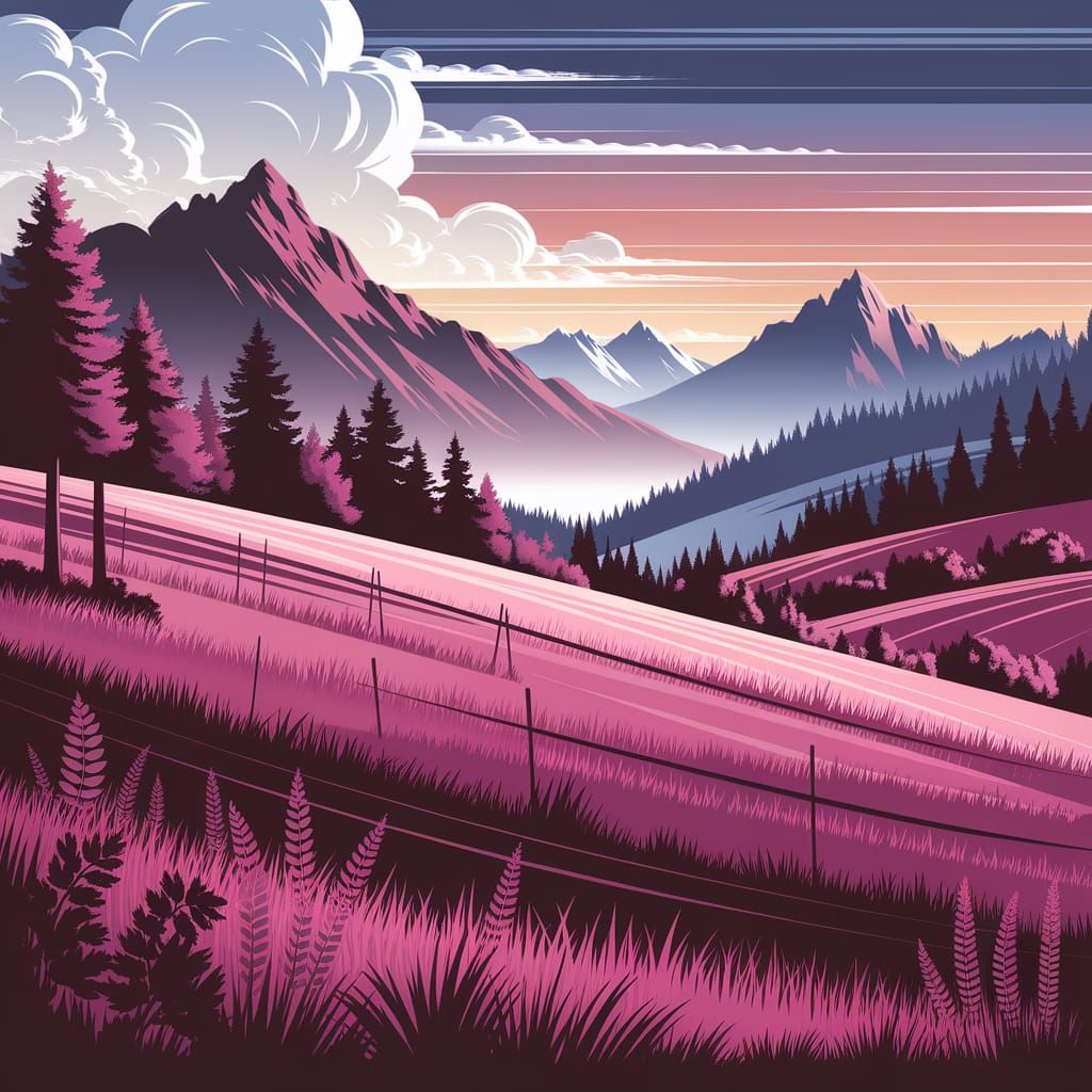 Abstract Gothic Pasture Paradise with Kintsugi Texture