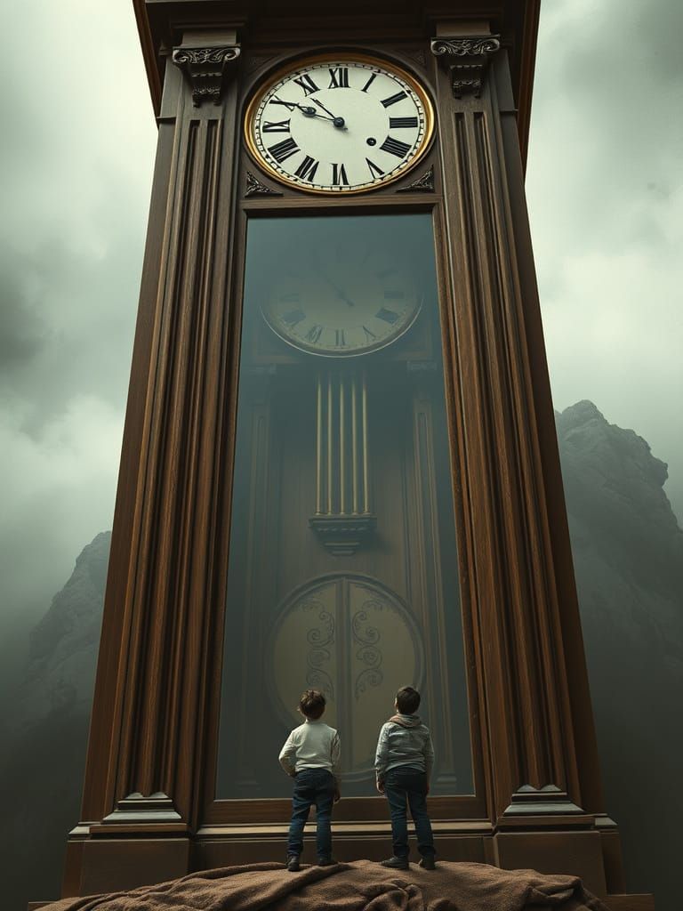 Surreal Giant Clock Dreamscape in Mark Ryden Style