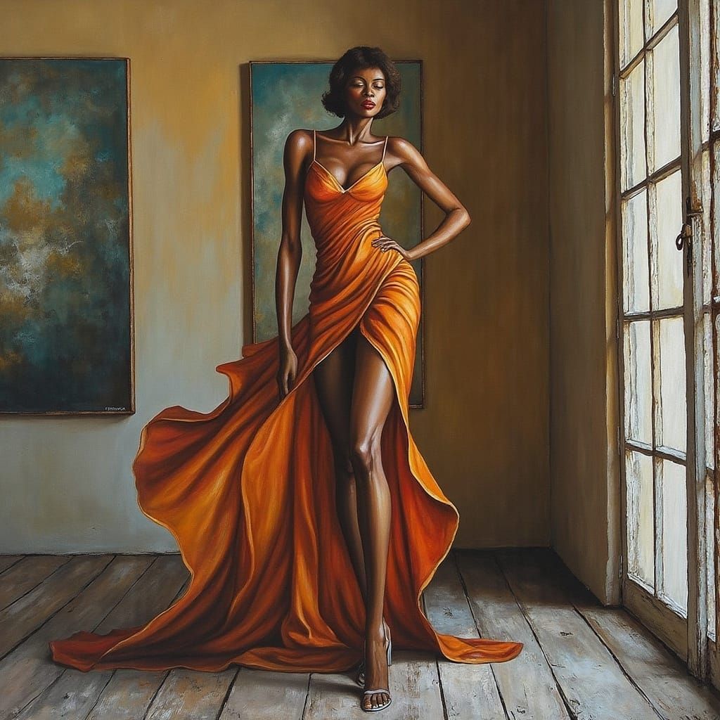 Modern Fashion Photoshoot in Elegant Studio Setting with Abs...