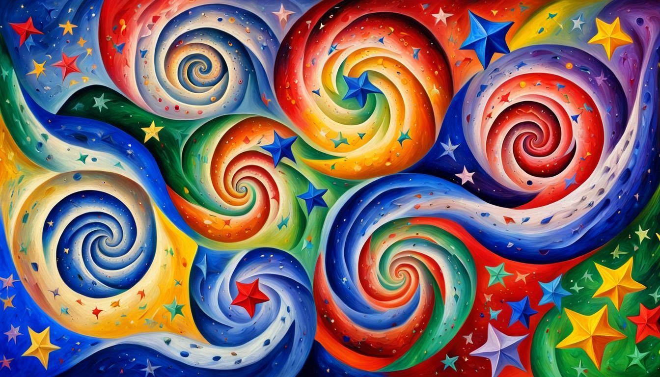 Vivid 3D Jelly Stars Swirling in Impasto Style