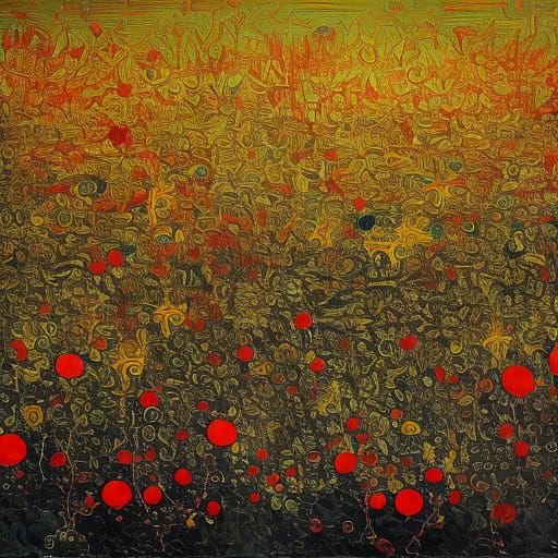 Fantastical Expressionist Landscape in Oil, Fractal Colors