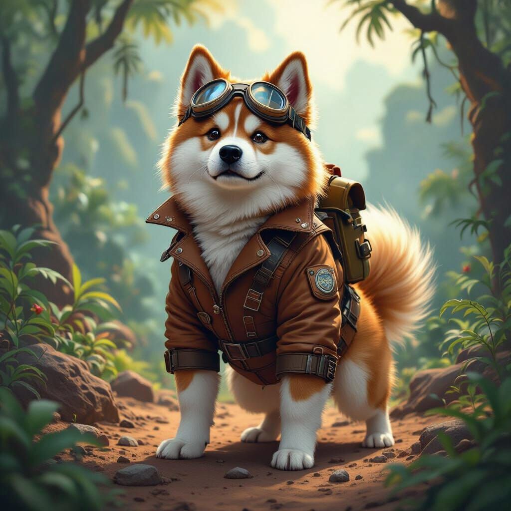 Akita Explorer on Alien Planet, Digital Painting