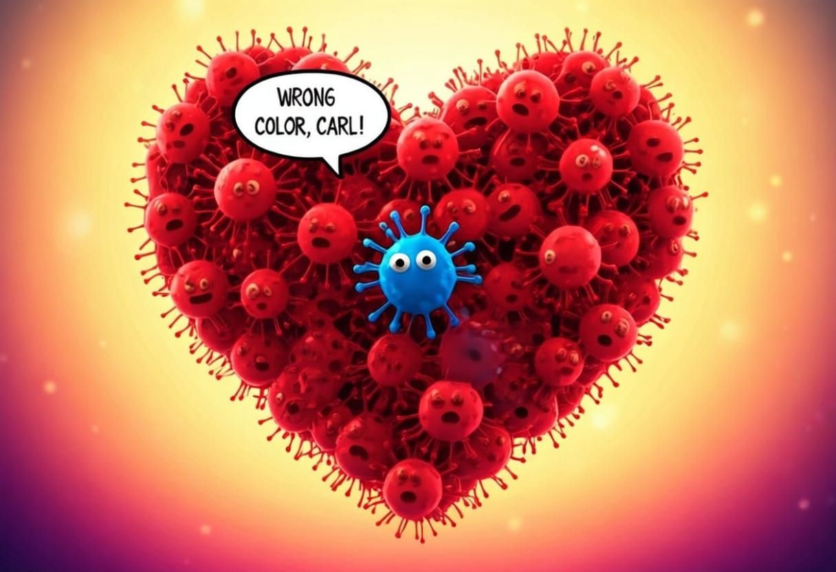 Heart of Microbes: A Whimsical Digital Illustration