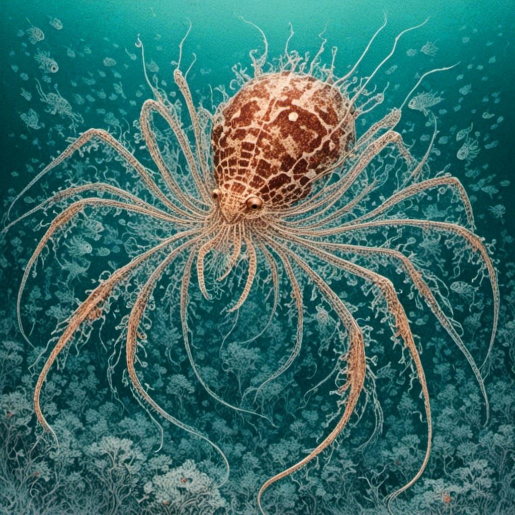 Sea Spider in Ohara Koson Style