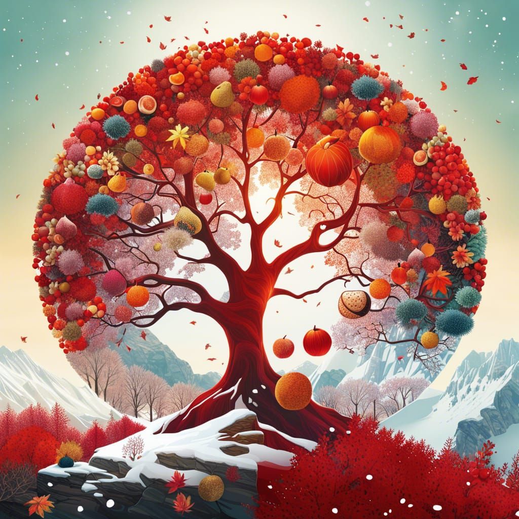 Seasons Change Collage in Surreal Style