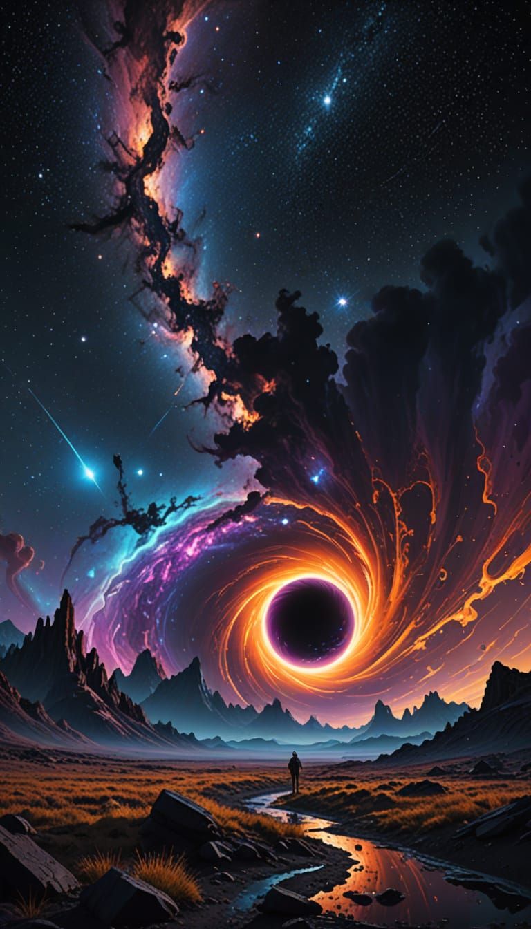 Cosmic Black Hole Majesty in Vibrant Galaxy