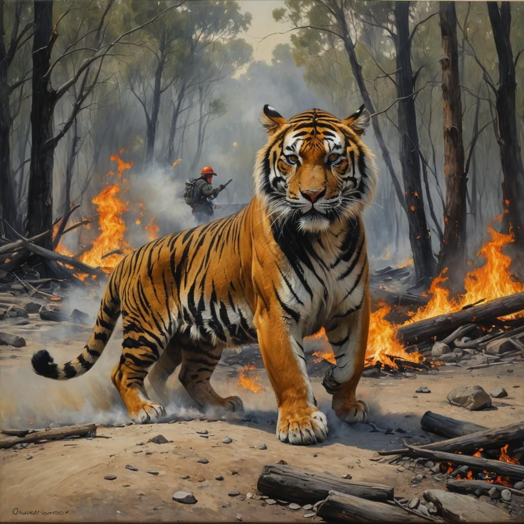 Fiery Tiger: An Oil Painting in Classical Realism