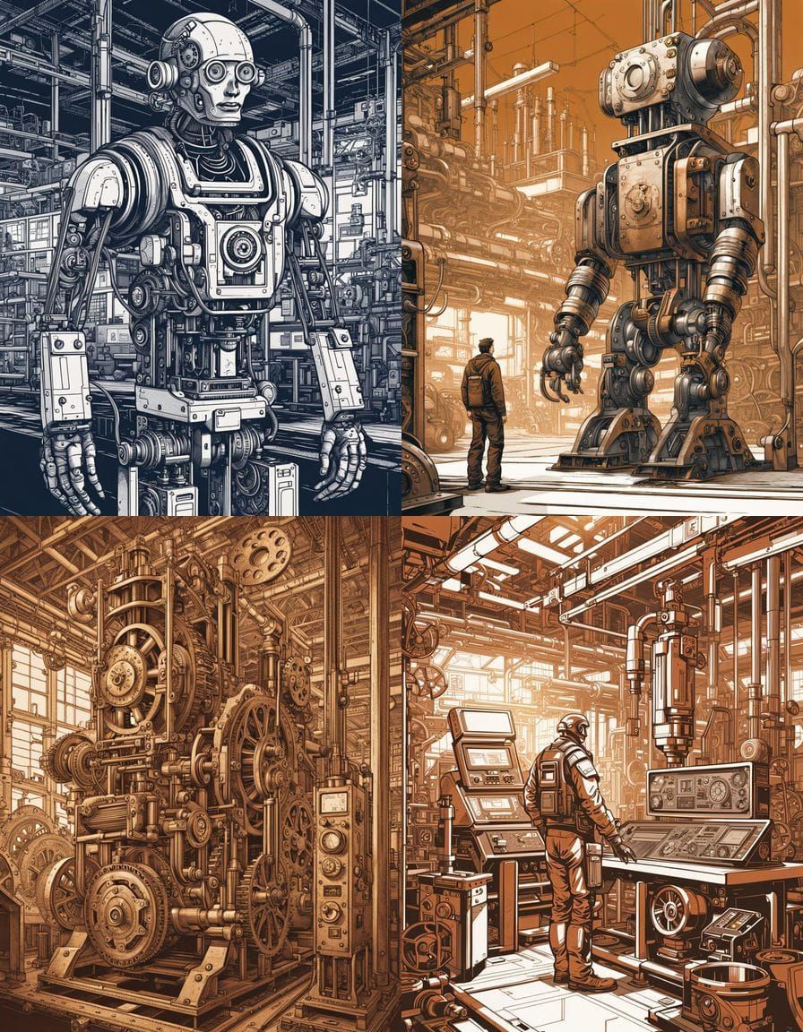 Vintage-Style Patent Print Blueprint for a Mechanical Man