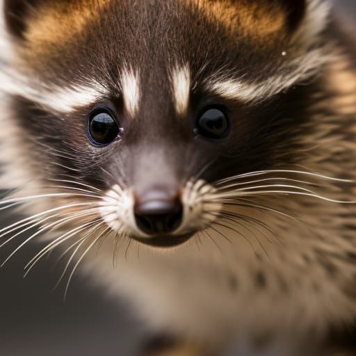 Detailed Portrait of a Baby Raccoon in Winter