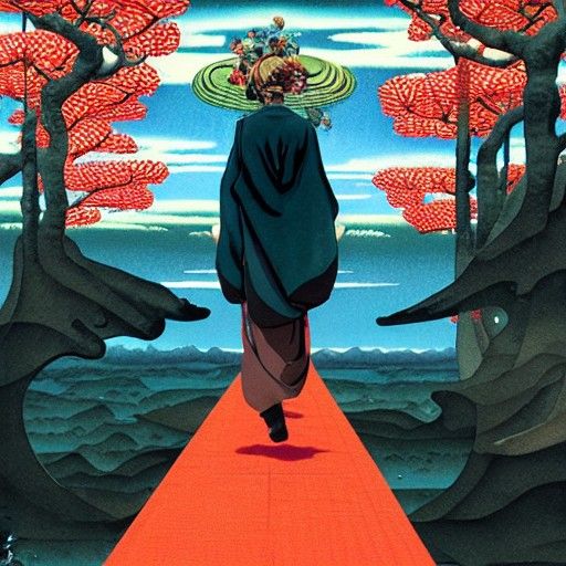 Biopunk Memory Lane in Ukiyo-e Style