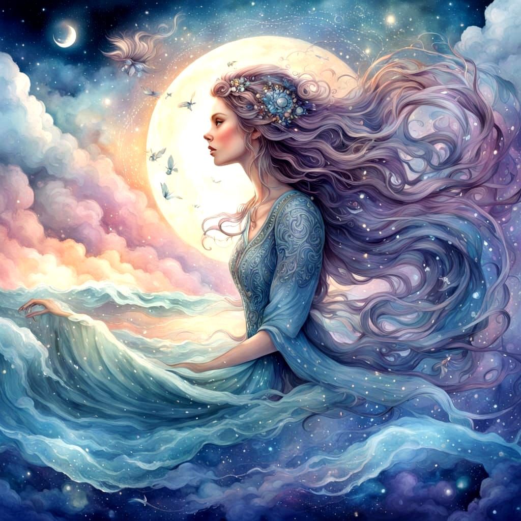 Mystical Fish Swimming in Cosmic Depths