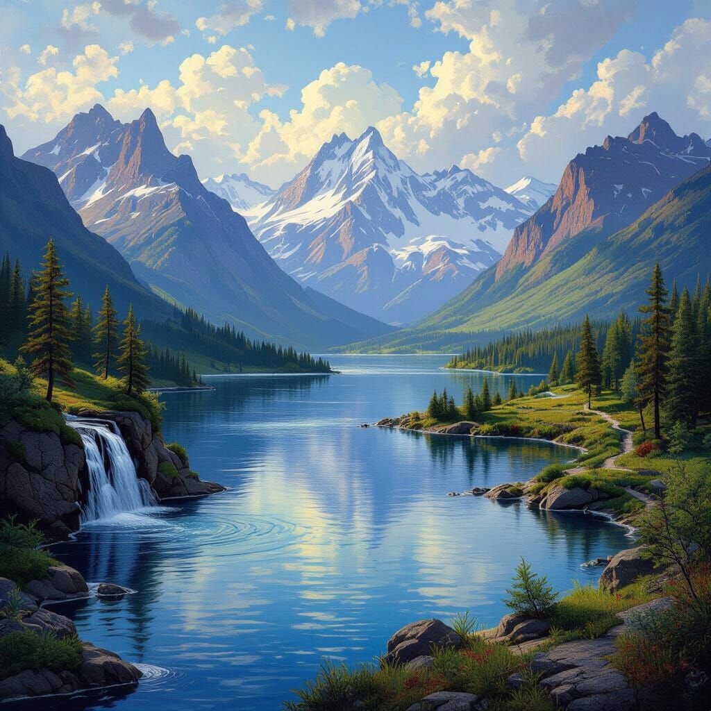 Majestic Mountains, Lakes, Rivers & Waterfalls in Detailed S...