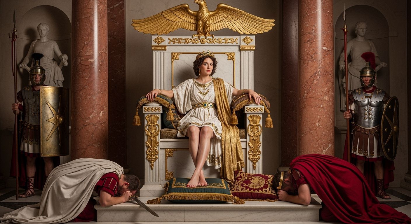 Empress Messalina on Emerald Throne: Hyperrealistic Portrait