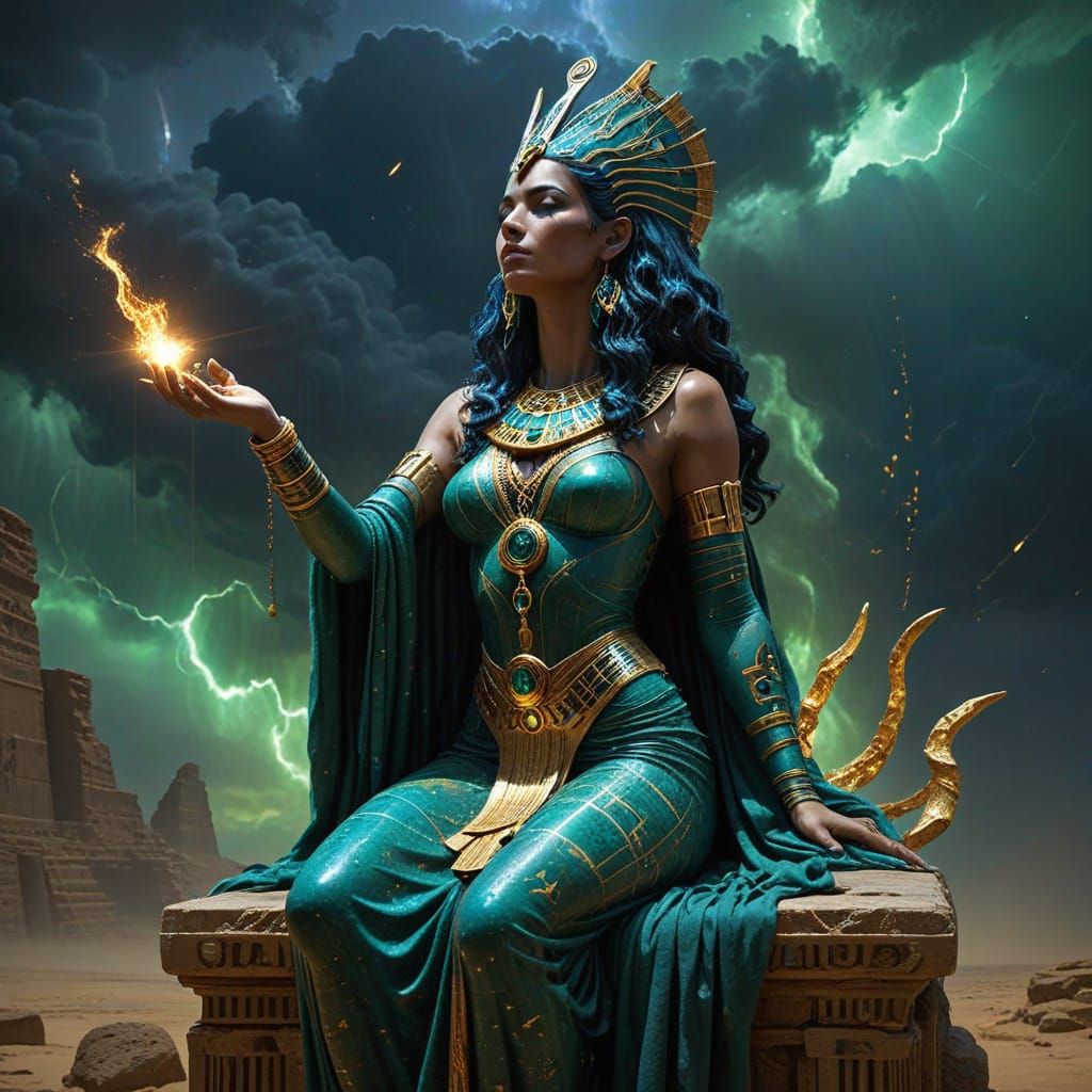 Ancient Gods Convene on Celestial Platform Amidst Swirling G...