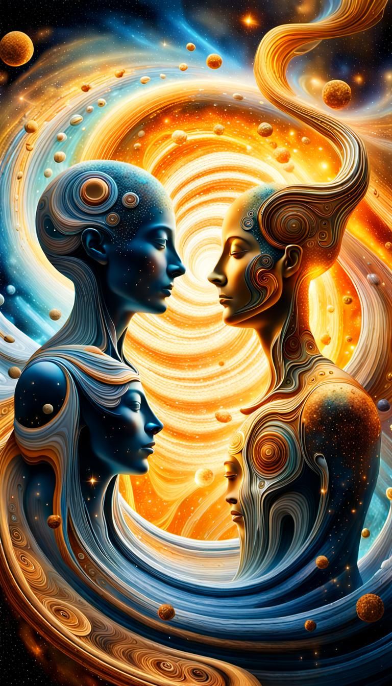 Dancing Spirits in Surreal Cosmic Vortex