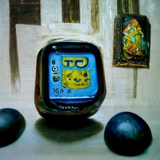 Tamagotchi as Oil Painting