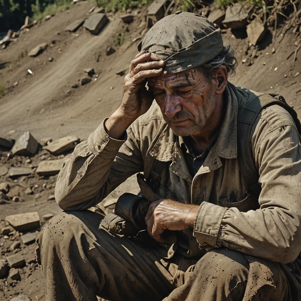 His hand was over his eyes. He looked like a failed soldier....