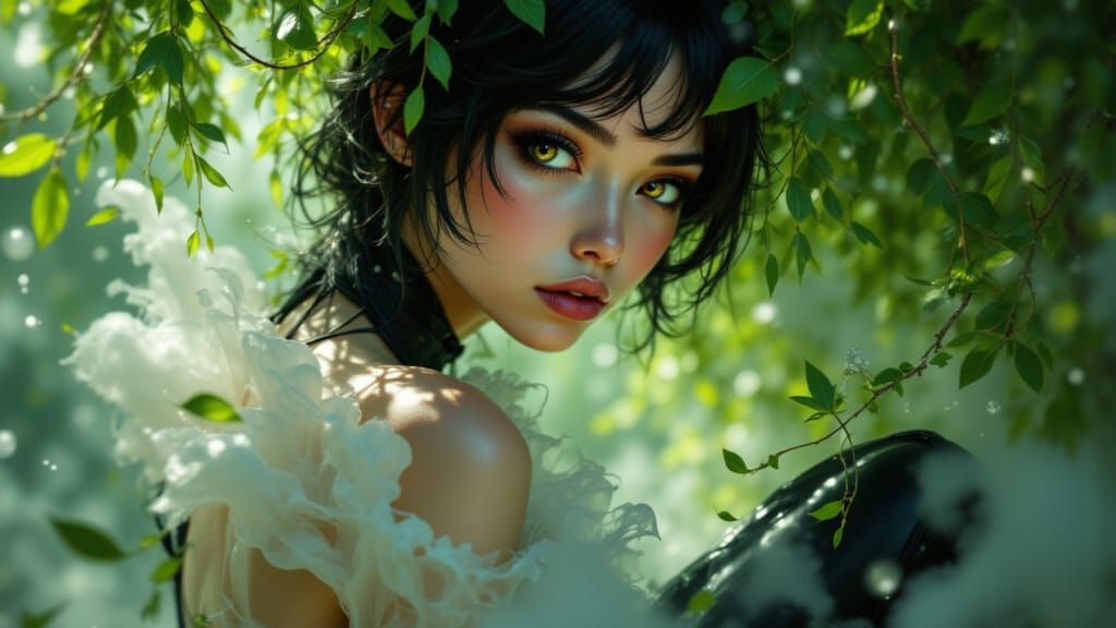 Serene Figure Under Weeping Willow, Concept Art