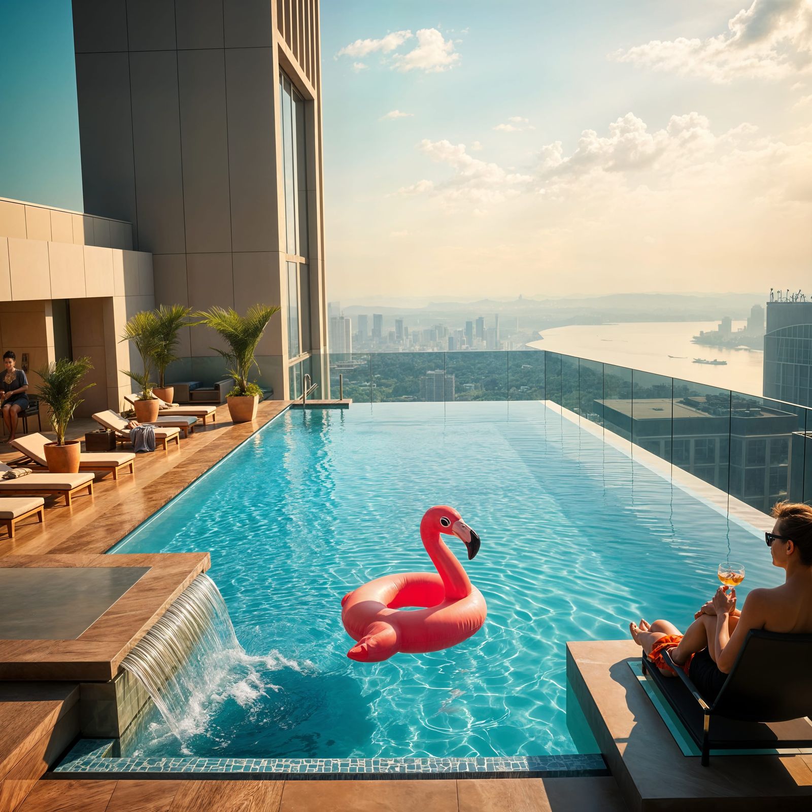 Rooftop Infinity Pool Serene Relaxation in 4K