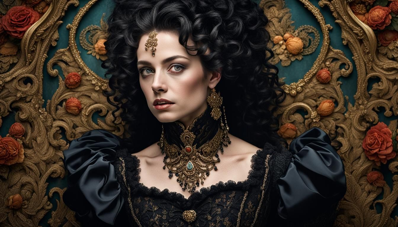 Rococo Portrait of a Lady in Velvet and Lace