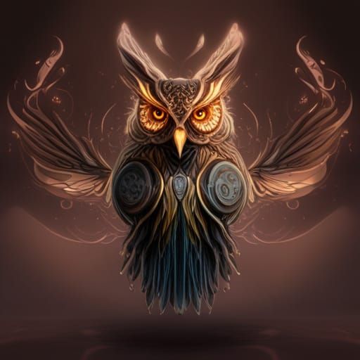 Abstract Spiritual Owl in Detailed Matte Painting