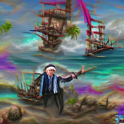 Bernie Sanders as a Dashing Pirate Illustration