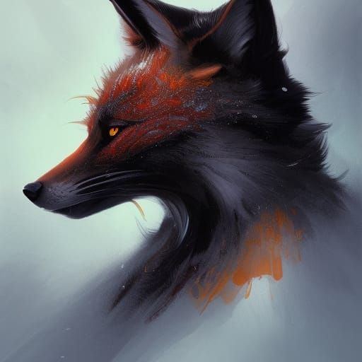 Hyperdetailed Black Fox Portrait in Striking Lighting
