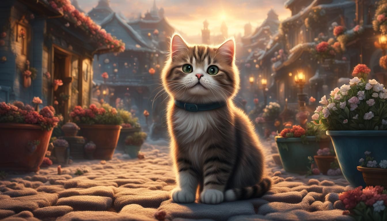 Happy Cat Enjoying February Snowfall