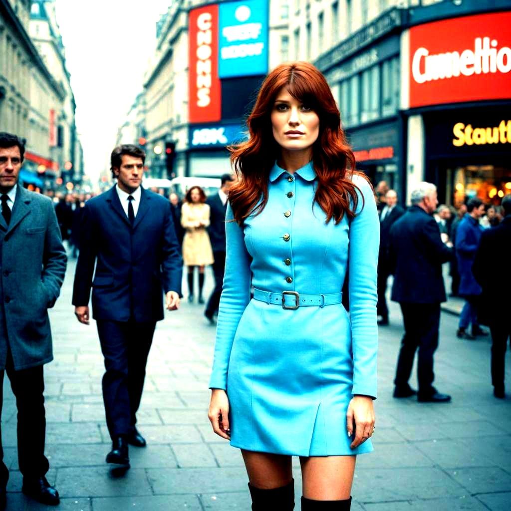1960s Film Still: Woman in Piccadilly Circus