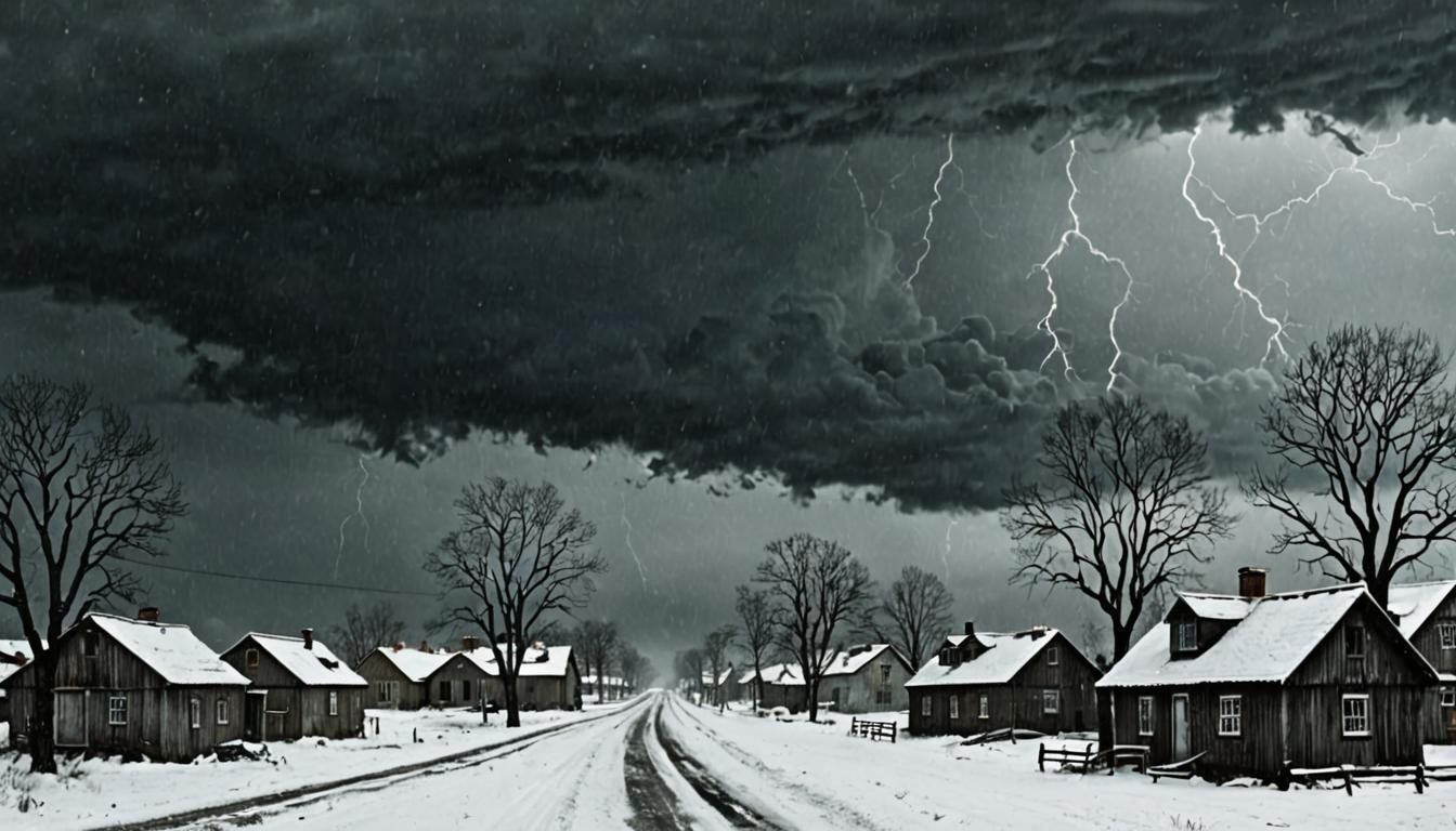Ominous Snow Apocalypse in Minimalist Realism