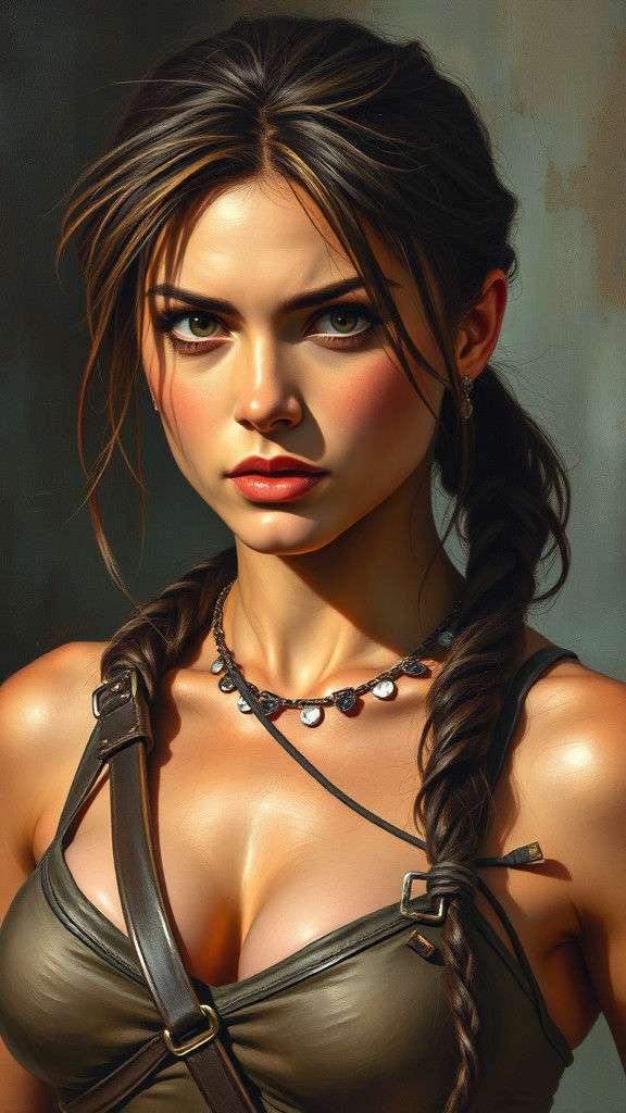 Lara Croft Movie Poster in Frazetta Style