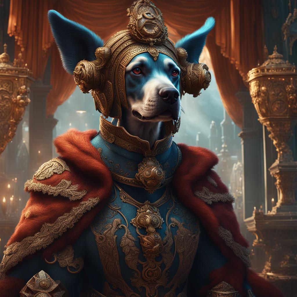 Dog-Headed Woman in Detailed Matte Painting