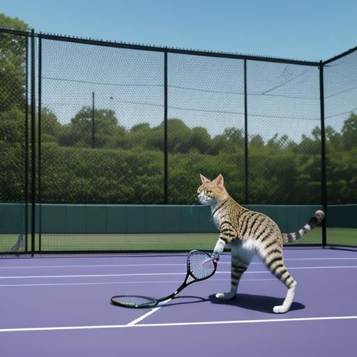 Anime Cat Playing Tennis: 3D Digital Art