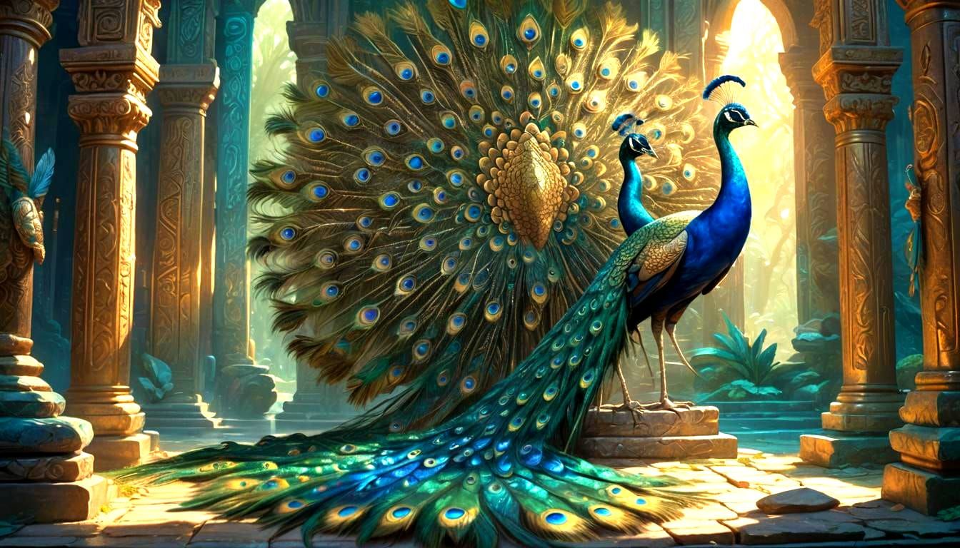 Fantastical Peacock in Detailed Matte Painting