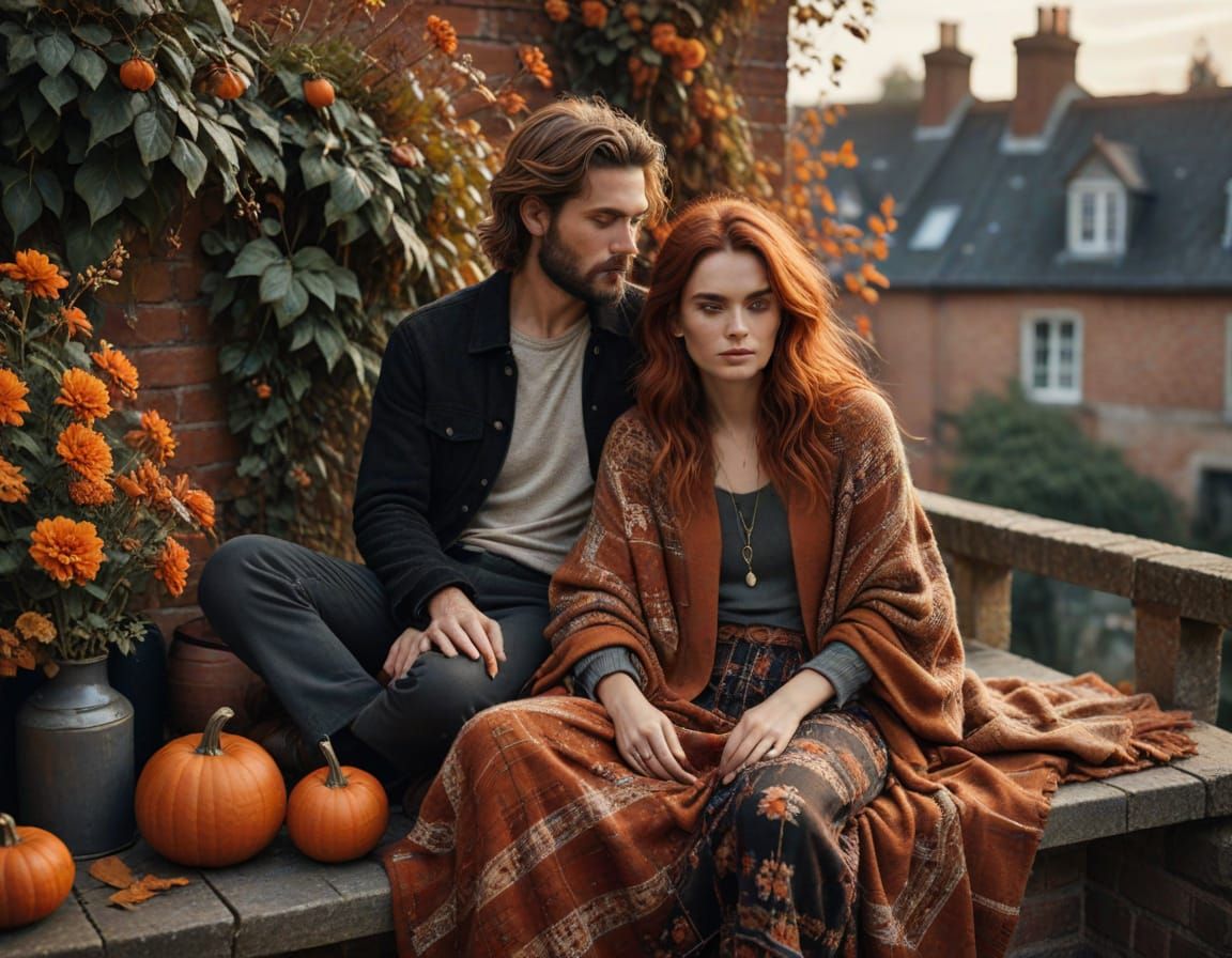 Bohemian Couple Stargazing on French Rooftop at Night