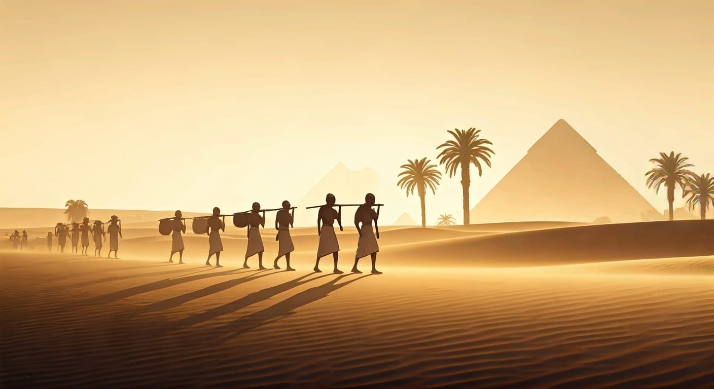 Ancient Egypt Sunrise: Cinematic Minimalist Illustration