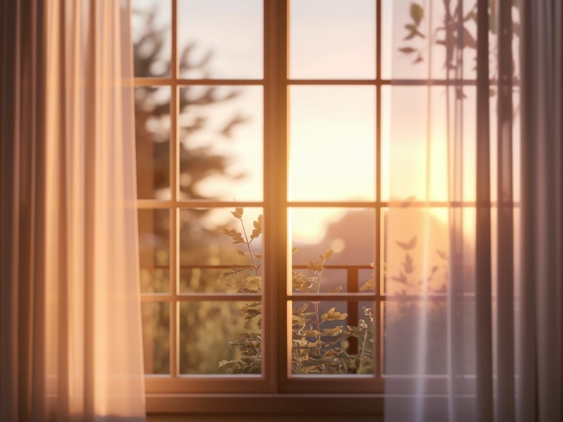 Golden Sunset Light Through a Window