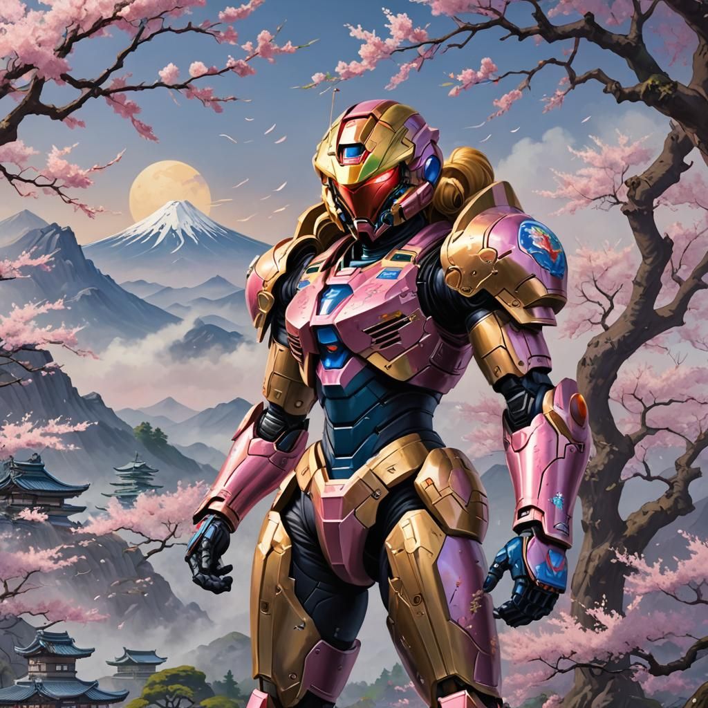 Samus Aran as Ukiyo-e Japanese Goddess