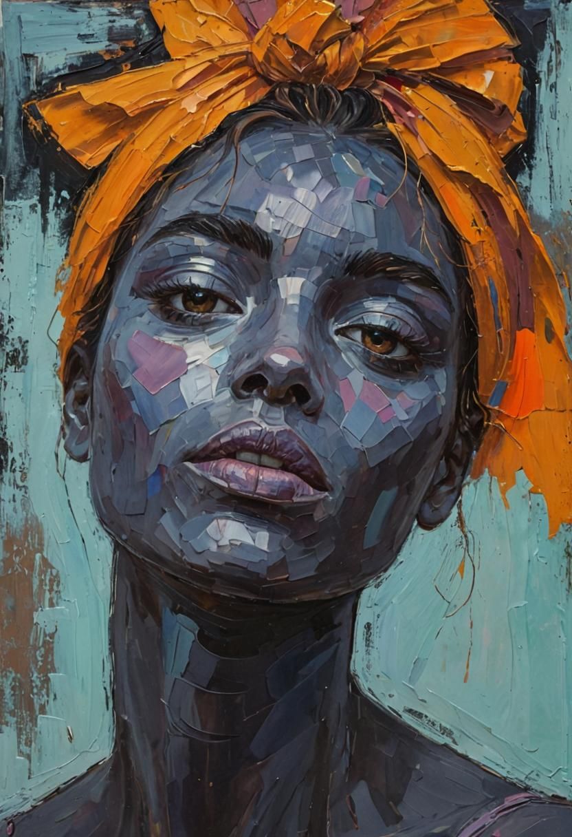 Neo-Impressionist Oil Painting of Endomorphic Women