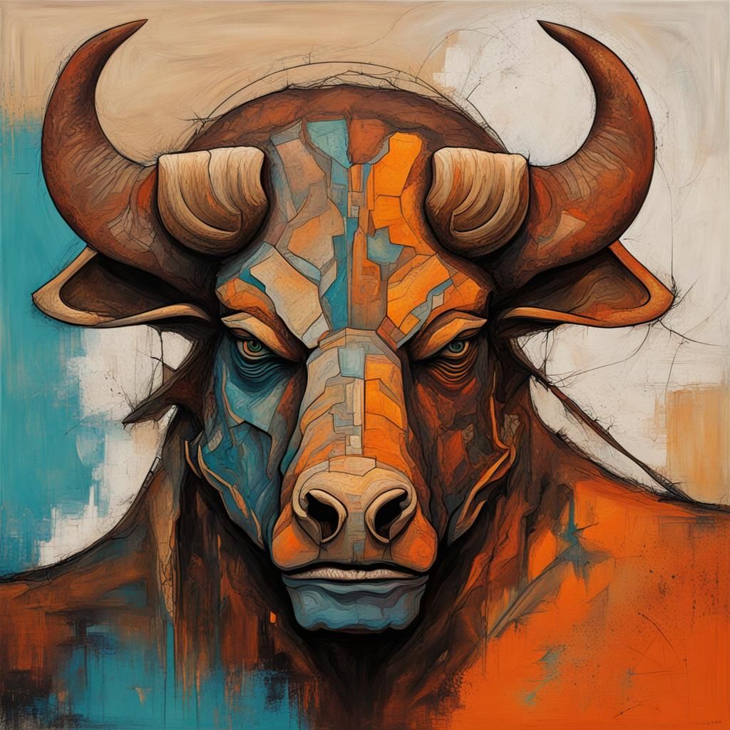 Abstract Minotaur in Complementary Colors