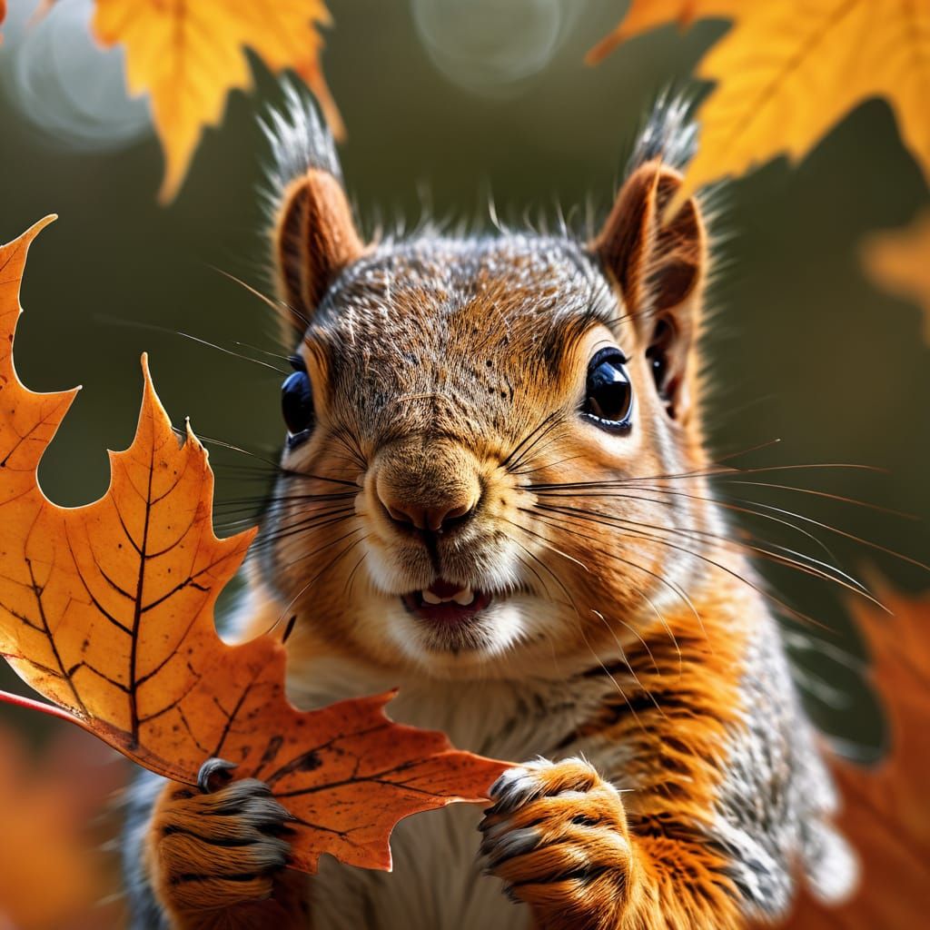 Close-Up Squirrel Portrait in Golden Hour Light