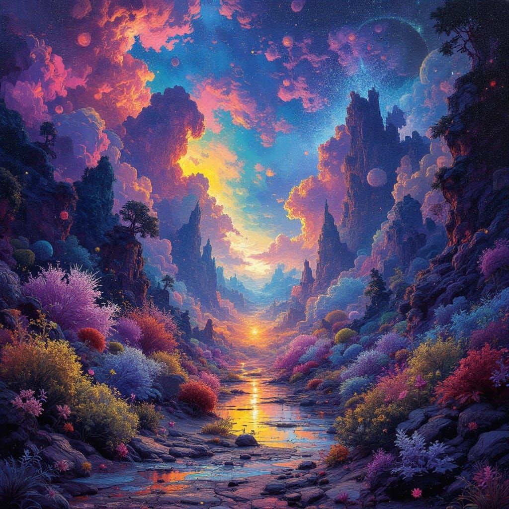 Surreal Alien Planet Art in Vibrant Colors
