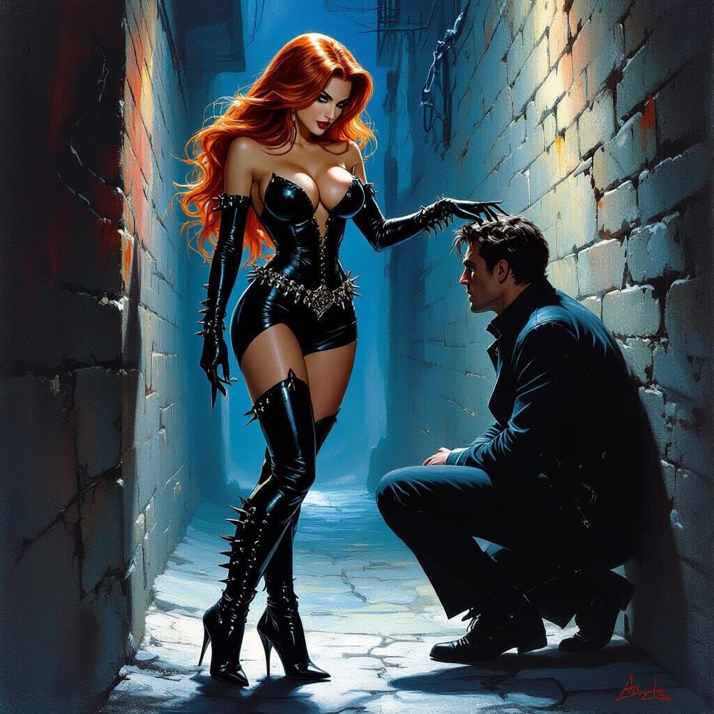 Goddess Confronts Attacker in Dark Alley