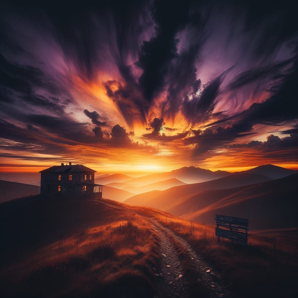 Twilight Landscape with Ominous Silhouette